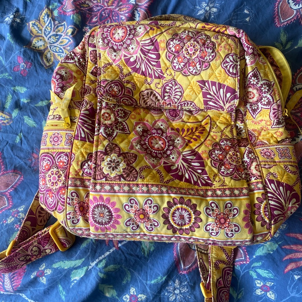 Vera Bradley Floral Yellow and Pink Backpack